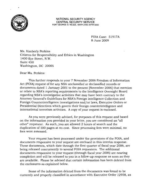 Security Review. . Defense counterintelligence and security agency letter